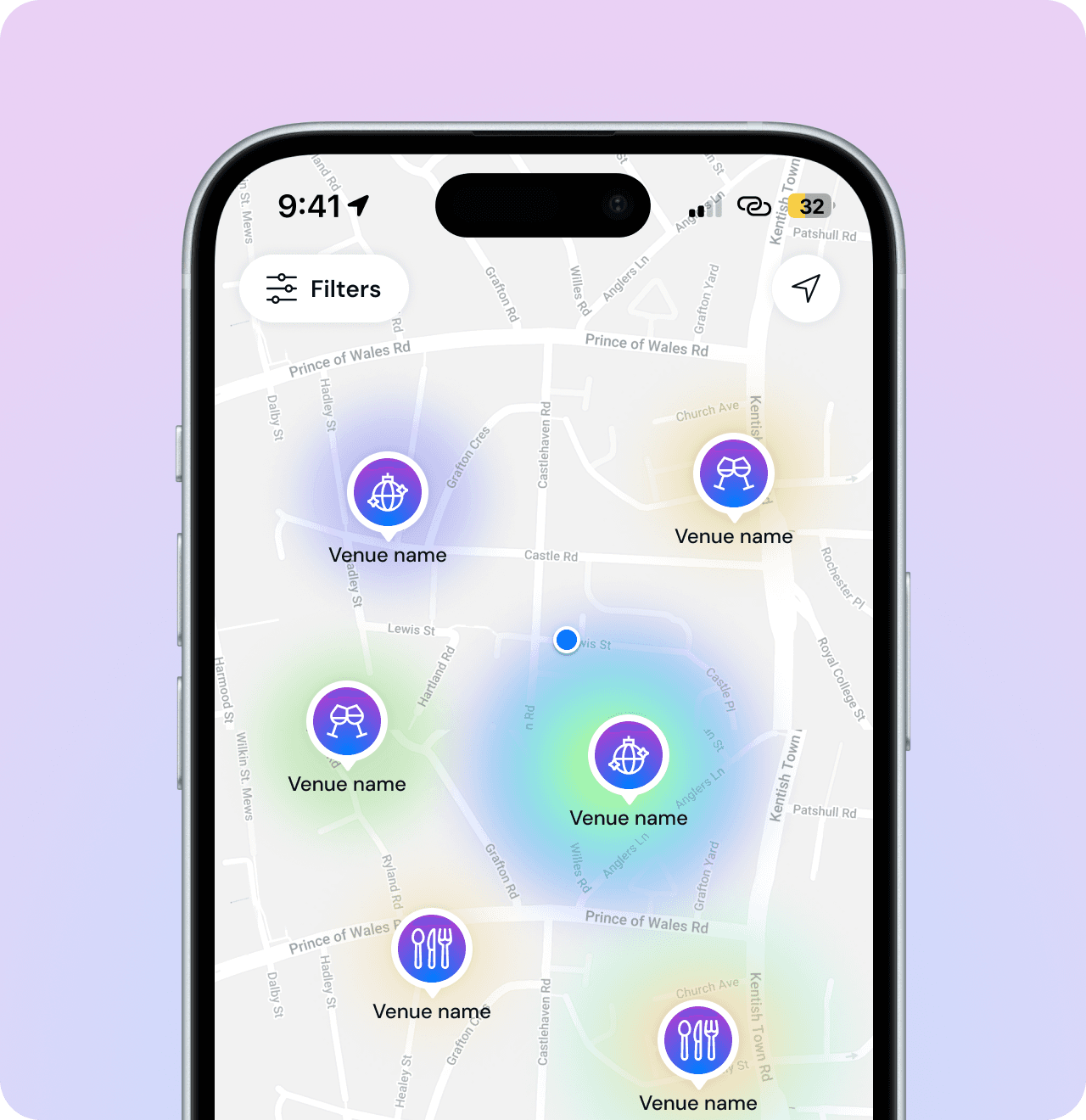Interactive map showing user activity